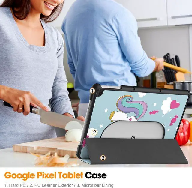 Alt view image 6 of 7 - Google Pixel Tablet Case 11 Inch 2023, Slim Stand Protective Case Smart Folio Cover with 2 in 1 Stylus Pen Light Blue