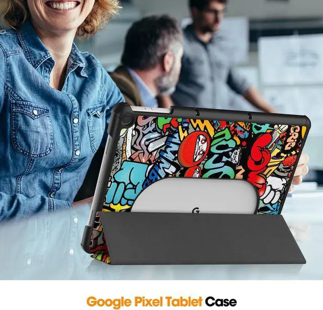 Alt view image 6 of 7 - Google Pixel Tablet Case 11 Inch 2023, Slim Stand Protective Case Smart Folio Cover with 2 in 1 Stylus Pen Colorful Tree