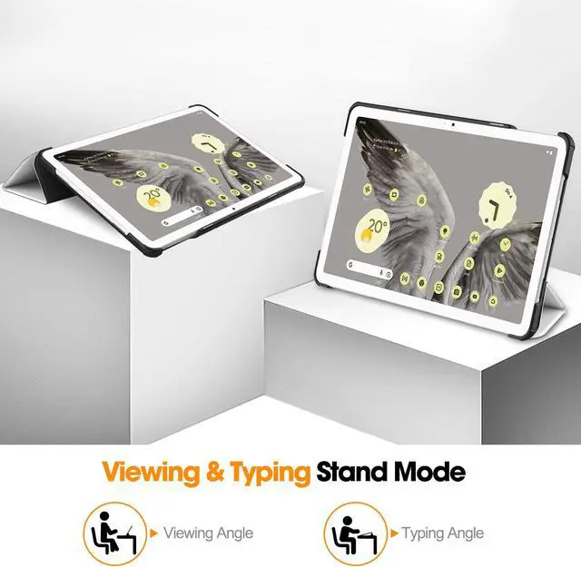 Alt view image 3 of 7 - Google Pixel Tablet Case 11 Inch 2023, Slim Stand Protective Case Smart Folio Cover with 2 in 1 Stylus Pen Lazy Cat