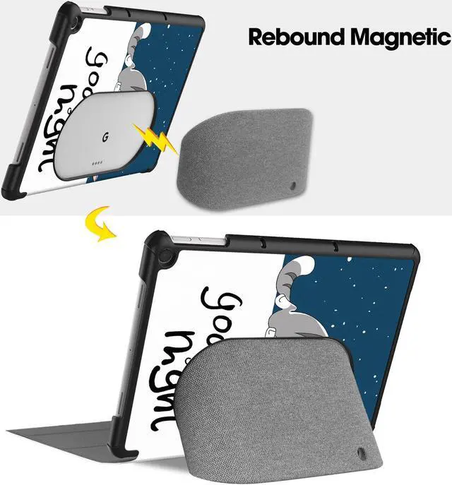 Alt view image 5 of 7 - Google Pixel Tablet Case 11 Inch 2023, Slim Stand Protective Case Smart Folio Cover with 2 in 1 Stylus Pen Lazy Cat