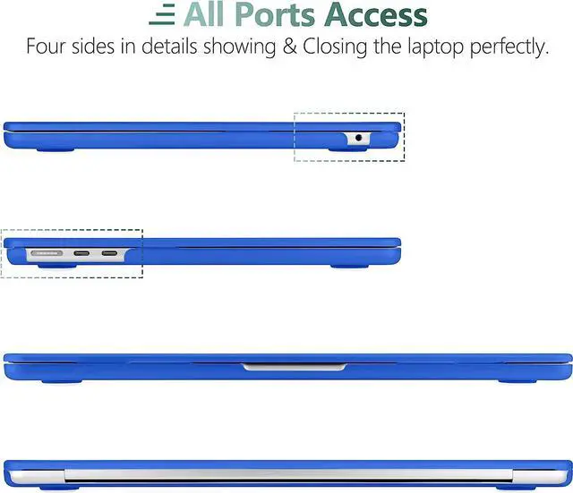 Alt view image 3 of 7 - For MacBook Air 15 inch Case 2023 Release A2941 M2 Chip with Liquid Retina Display Touch ID,Ultra Thin Laptop Plastic Hard Shell Case with Keyboard Skin & Type C Adapter 1 Pack Blue