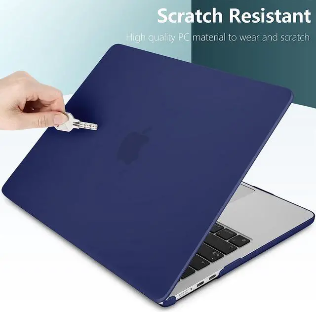 Alt view image 5 of 7 - For MacBook Air 15 inch Case 2023 Release A2941 M2 Chip with Liquid Retina Display Touch ID,Ultra Thin Laptop Plastic Hard Shell Case with Keyboard Skin & Type C Adapter 1 Pack Navy Blue