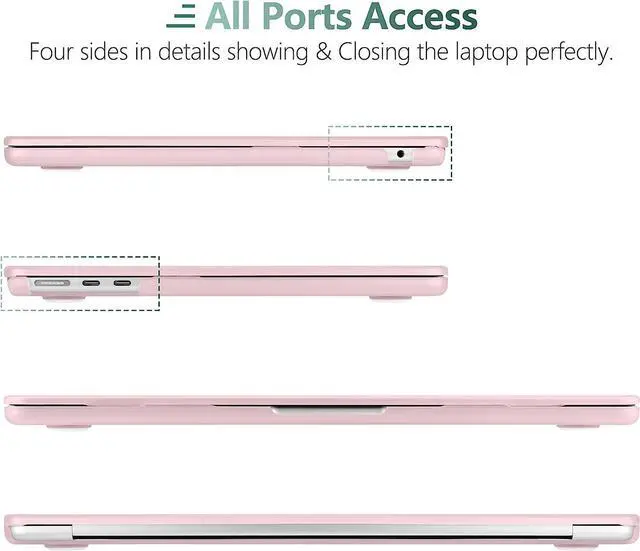 Alt view image 3 of 7 - For MacBook Air 15 inch Case 2023 Release A2941 M2 Chip with Liquid Retina Display Touch ID,Ultra Thin Laptop Plastic Hard Shell Case with Keyboard Skin & Type C Adapter 1 Pack Pink