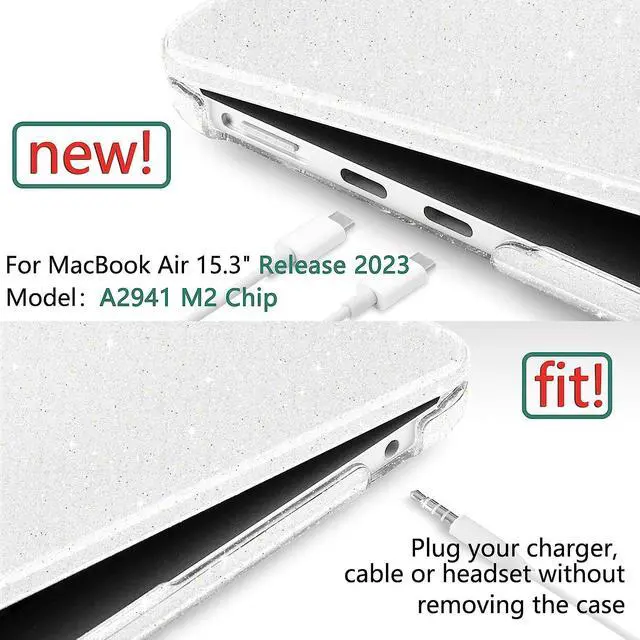 Alt view image 2 of 7 - Compatible with MacBook Air 15 inch Case 2023 Release A2941 M2 Chip Liquid Retina Display Touch ID, Plastic Hard Case with Keyboard Skin & Screen Protector & Type C Adapter For MacBook Air 15.3 Inch