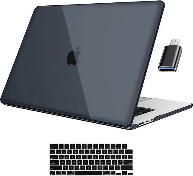 Main image of For MacBook Air 15 inch Case 2023 Release A2941 M2 Chip with Liquid Retina Display Touch ID,Ultra Thin Laptop Plastic Hard Shell Case with Keyboard Skin & Type C Adapter 1 Pack Crystal Black
