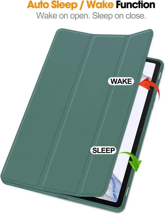 Alt view image 2 of 7 - Protective Case for Samsung Galaxy Tab S9 11 inch 2023, SM-X710 SM-X716B SM-X718U, Smart Stand Cover Hard Shell with Pencil Holder, Stylus Pen Dark Green