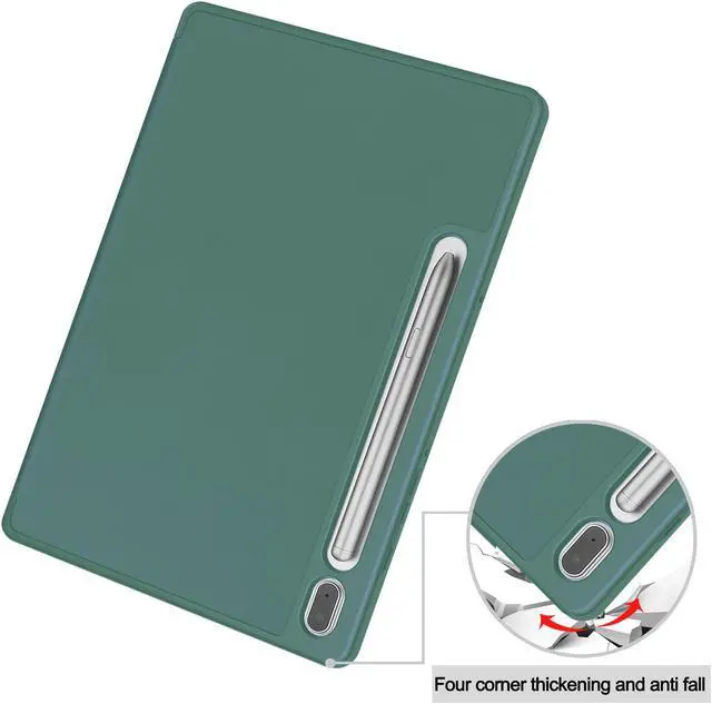 Alt view image 6 of 7 - Protective Case for Samsung Galaxy Tab S9 11 inch 2023, SM-X710 SM-X716B SM-X718U, Smart Stand Cover Hard Shell with Pencil Holder, Stylus Pen Dark Green