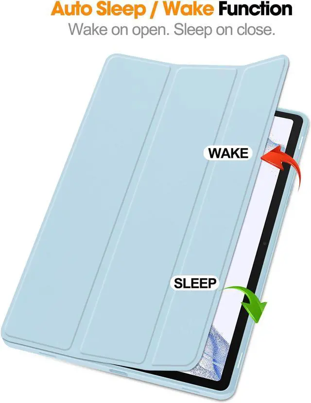 Alt view image 2 of 7 - Protective Case for Samsung Galaxy Tab S9 11 inch 2023, SM-X710 SM-X716B SM-X718U, Smart Stand Cover Hard Shell with Pencil Holder, Stylus Pen Sky Blue