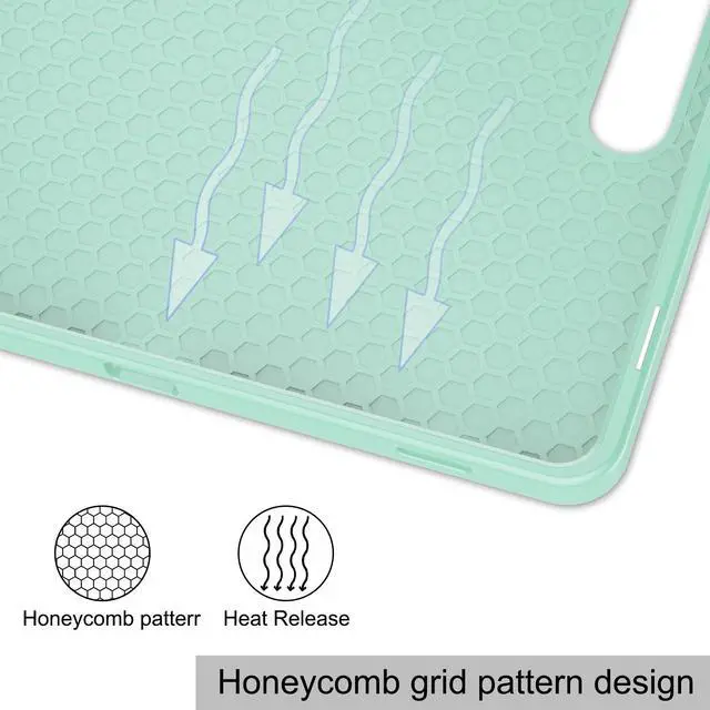 Alt view image 5 of 7 - Protective Case for Samsung Galaxy Tab S9 11 inch 2023, SM-X710 SM-X716B SM-X718U, Smart Stand Cover Hard Shell with Pencil Holder, Stylus Pen Mint Green