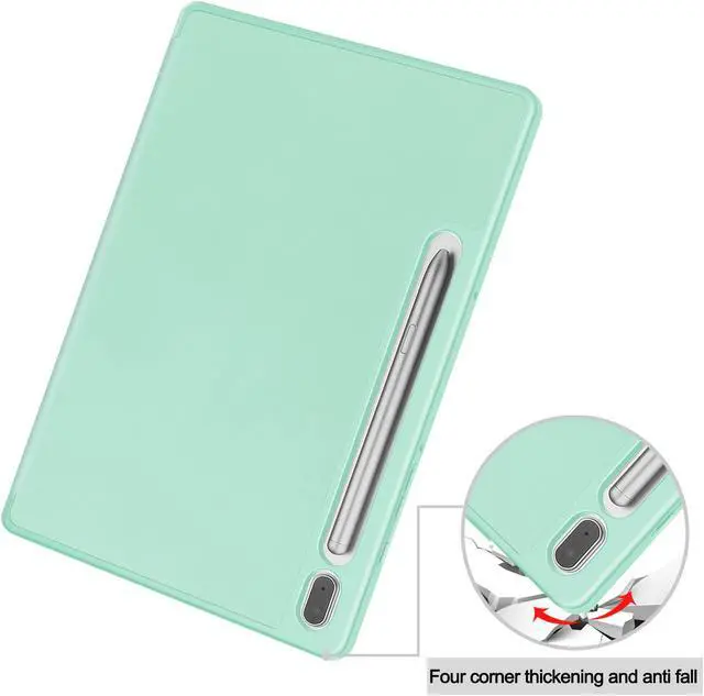 Alt view image 6 of 7 - Protective Case for Samsung Galaxy Tab S9 11 inch 2023, SM-X710 SM-X716B SM-X718U, Smart Stand Cover Hard Shell with Pencil Holder, Stylus Pen Mint Green