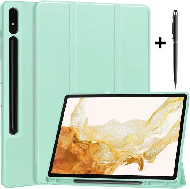 Main image of Case for Samsung Galaxy Tab S9 11 inch 2023, SM-X710 SM-X716B SM-X718U, Folio Slim Stand Cover Protective Cover with with Pencil Holder, Stylus Pen Mint Green