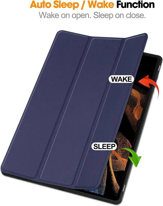 Alt view image 2 of 7 - Protective Case for Samsung Galaxy Tab S9 Ultra 14.6 inch 2023 SM-X910 SM-X916B SM-X918U, Folio Slim Stand Cover with with Pencil Holder, Stylus Pen Blue
