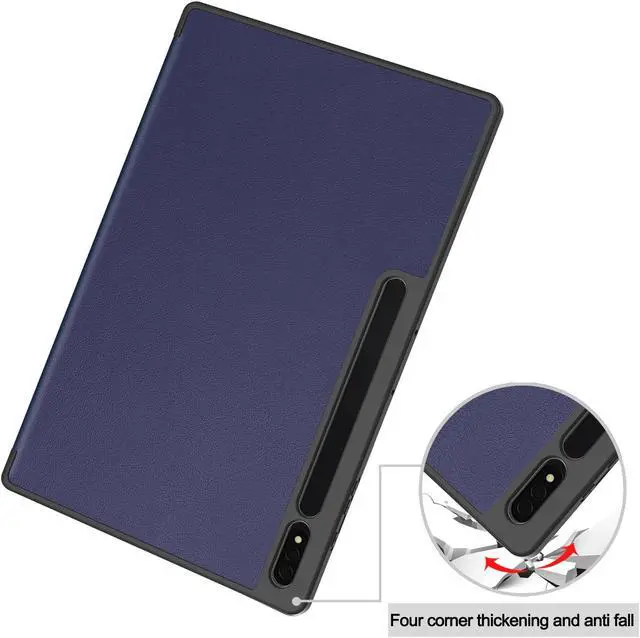 Alt view image 5 of 7 - Protective Case for Samsung Galaxy Tab S9 Ultra 14.6 inch 2023 SM-X910 SM-X916B SM-X918U, Folio Slim Stand Cover with with Pencil Holder, Stylus Pen Blue