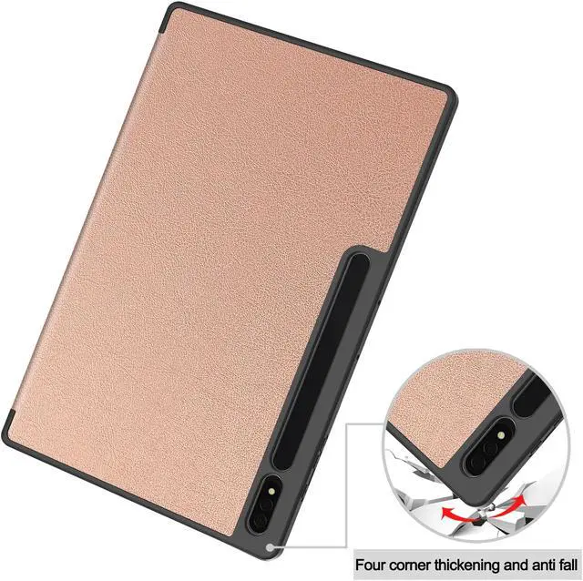 Alt view image 4 of 7 - Protective Case for Samsung Galaxy Tab S9 Ultra 14.6 inch 2023 SM-X910 SM-X916B SM-X918U, Folio Slim Stand Cover with with Pencil Holder, Stylus Pen Rose Gold