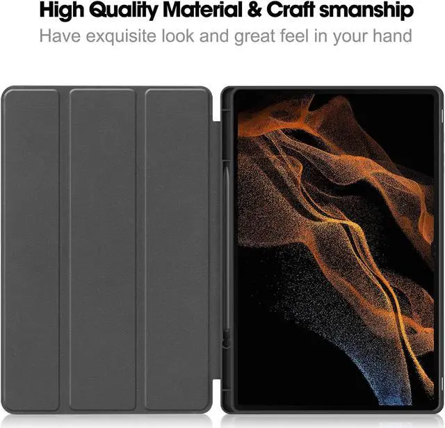 Alt view image 6 of 7 - Protective Case for Samsung Galaxy Tab S9 Ultra 14.6 inch 2023 SM-X910 SM-X916B SM-X918U, Folio Slim Stand Cover with with Pencil Holder, Stylus Pen Rose Gold