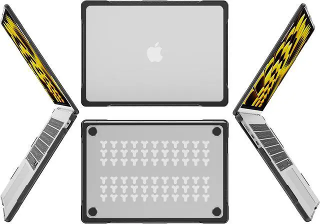 Alt view image 4 of 7 - Compatible with MacBook Air 15 inch Case 2023 Release A2941 M2 Chip with Liquid Retina Display Touch ID, Heavy Duty Rugged Hard Shell Shockproof Cover with Keyboard Skin, Type C Adapter Transparent