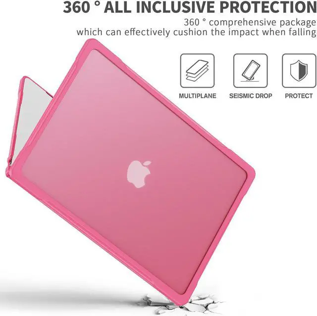 Alt view image 4 of 7 - Compatible with MacBook Air 15 inch Case 2023 Release A2941 M2 Chip with Liquid Retina Display Touch ID, Heavy Duty Rugged Hard Shell Shockproof Cover with Keyboard Skin, Type C Adapter Rose Red