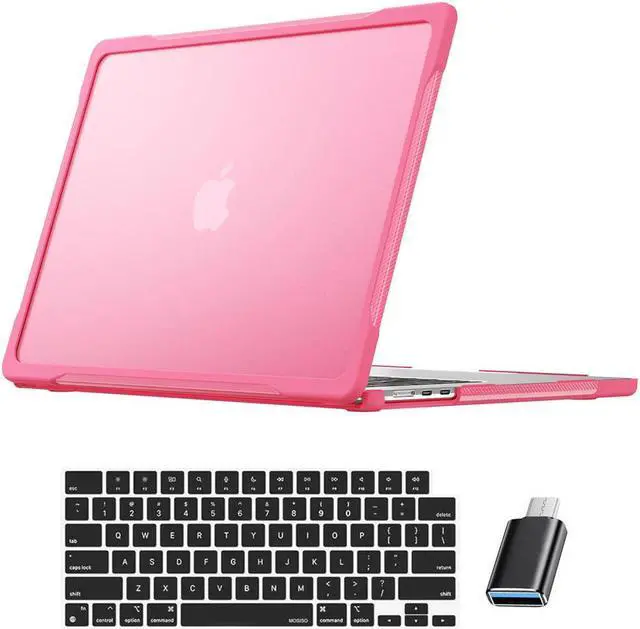 Main image of Compatible with MacBook Air 15 inch Case 2023 Release A2941 M2 Chip with Liquid Retina Display Touch ID, Heavy Duty Rugged Hard Shell Shockproof Cover with Keyboard Skin, Type C Adapter Rose Red