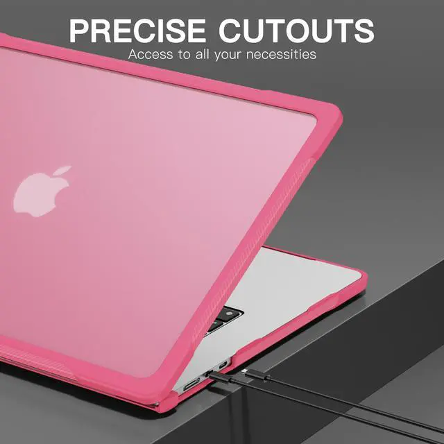Alt view image 3 of 7 - Compatible with MacBook Air 15 inch Case 2023 Release A2941 M2 Chip with Liquid Retina Display Touch ID, Heavy Duty Rugged Hard Shell Shockproof Cover with Keyboard Skin, Type C Adapter Rose Red