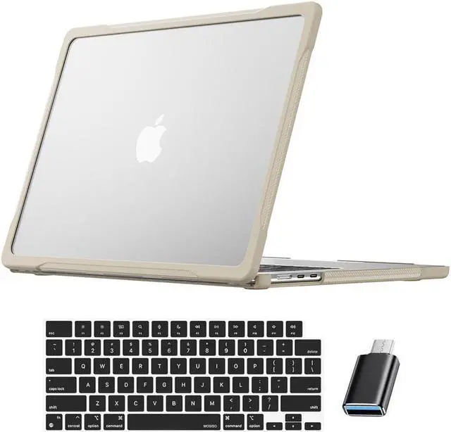 Main image of Compatible with MacBook Air 15 inch Case 2023 Release A2941 M2 Chip with Liquid Retina Display Touch ID, Heavy Duty Rugged Hard Shell Shockproof Cover with Keyboard Skin, Type C Adapter Purple Khaki