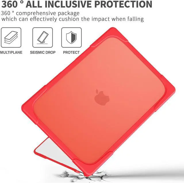 Alt view image 3 of 7 - MacBook Air 15 inch Case 2023 Release A2941 M2 Chip with Liquid Retina Display Touch ID, Heavy Duty Hard Shell Dual Layer Protective Cover with Fold Kickstand & Keyboard Cover, Type C Adapter Red