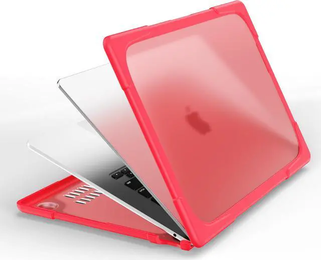 Alt view image 2 of 7 - MacBook Air 15 inch Case 2023 Release A2941 M2 Chip with Liquid Retina Display Touch ID, Heavy Duty Hard Shell Dual Layer Protective Cover with Fold Kickstand & Keyboard Cover, Type C Adapter Red