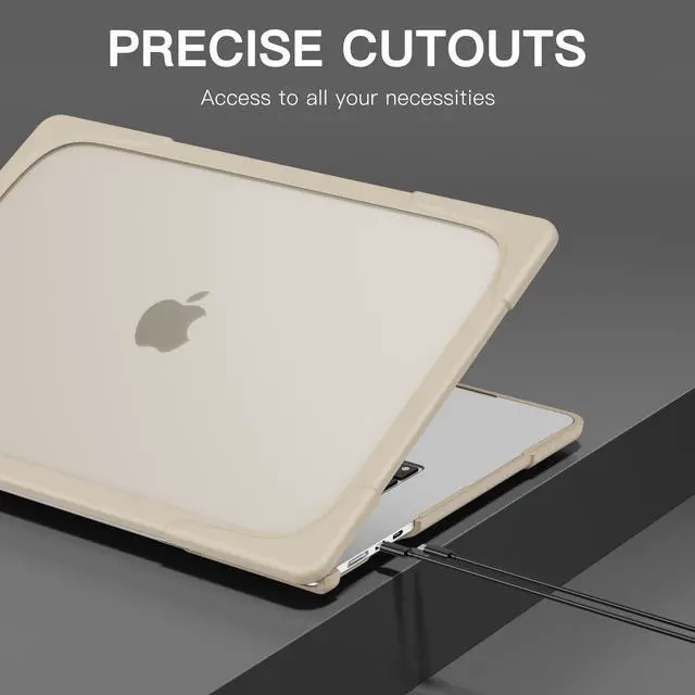 Alt view image 3 of 7 - MacBook Air 15 inch Case 2023 Release A2941 M2 Chip with Liquid Retina Display Touch ID, Heavy Duty Hard Shell Dual Layer Protective Cover with Fold Kickstand & Keyboard Cover, Type C Adapter Khaki