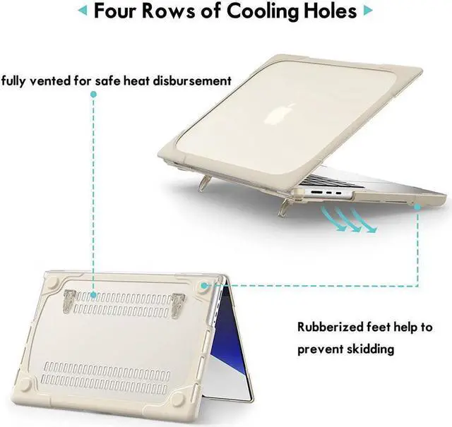 Alt view image 5 of 7 - MacBook Air 15 inch Case 2023 Release A2941 M2 Chip with Liquid Retina Display Touch ID, Heavy Duty Hard Shell Dual Layer Protective Cover with Fold Kickstand & Keyboard Cover, Type C Adapter Khaki