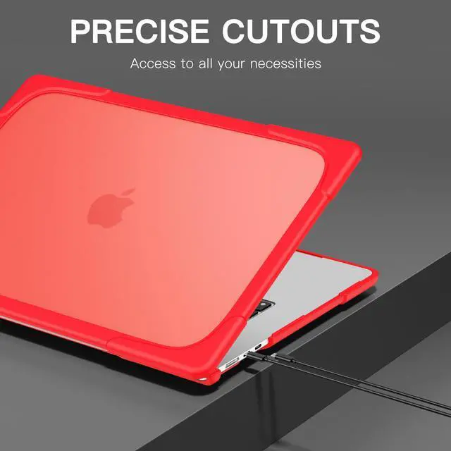 Alt view image 4 of 7 - MacBook Air 15 inch Case 2023 Release A2941 M2 Chip with Liquid Retina Display Touch ID, Heavy Duty Hard Shell Dual Layer Protective Cover with Fold Kickstand & Keyboard Cover, Type C Adapter Red
