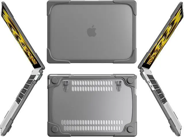 Alt view image 6 of 7 - Compatible with MacBook Air 15 inch Case 2023 Release A2941 M2 Chip with Liquid Retina Display Touch ID, Heavy Duty Rugged Hard Shell Shockproof Cover with Keyboard Skin, Type C Adapter
