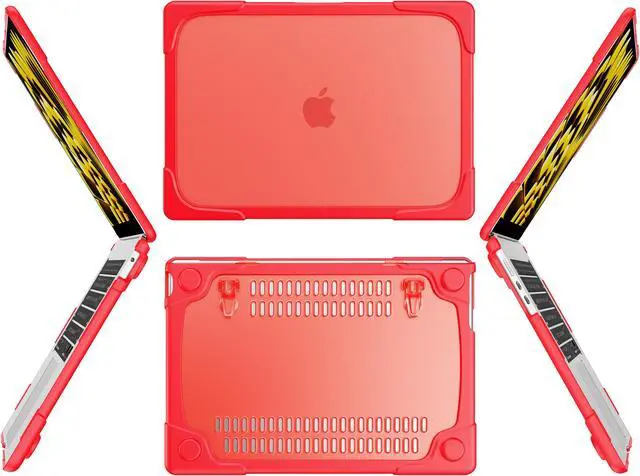 Alt view image 5 of 7 - Compatible with MacBook Air 15 inch Case 2023 Release A2941 M2 Chip with Liquid Retina Display Touch ID, Heavy Duty Rugged Hard Shell Shockproof Cover with Keyboard Skin, Type C Adapter Red
