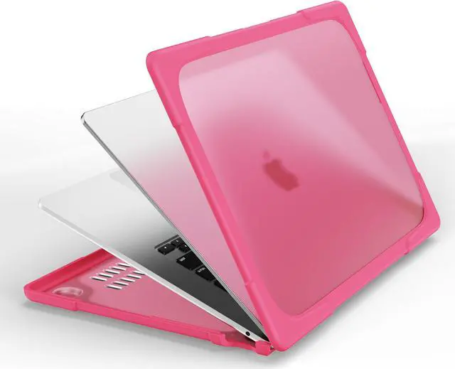 Alt view image 6 of 7 - Compatible with MacBook Air 15 inch Case 2023 Release A2941 M2 Chip with Liquid Retina Display Touch ID, Heavy Duty Rugged Hard Shell Shockproof Cover with Keyboard Skin, Type C Adapter Rose Red