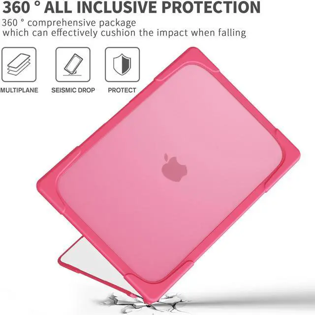 Alt view image 3 of 7 - Compatible with MacBook Air 15 inch Case 2023 Release A2941 M2 Chip with Liquid Retina Display Touch ID, Heavy Duty Rugged Hard Shell Shockproof Cover with Keyboard Skin, Type C Adapter Rose Red