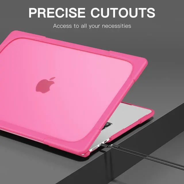 Alt view image 2 of 7 - Compatible with MacBook Air 15 inch Case 2023 Release A2941 M2 Chip with Liquid Retina Display Touch ID, Heavy Duty Rugged Hard Shell Shockproof Cover with Keyboard Skin, Type C Adapter Rose Red