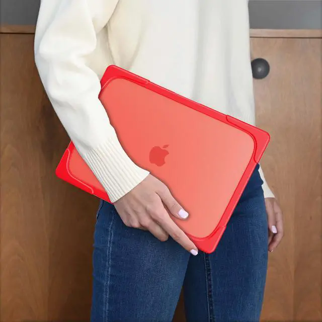 Alt view image 7 of 7 - Compatible with MacBook Air 15 inch Case 2023 Release A2941 M2 Chip with Liquid Retina Display Touch ID, Heavy Duty Rugged Hard Shell Shockproof Cover with Keyboard Skin, Type C Adapter Red