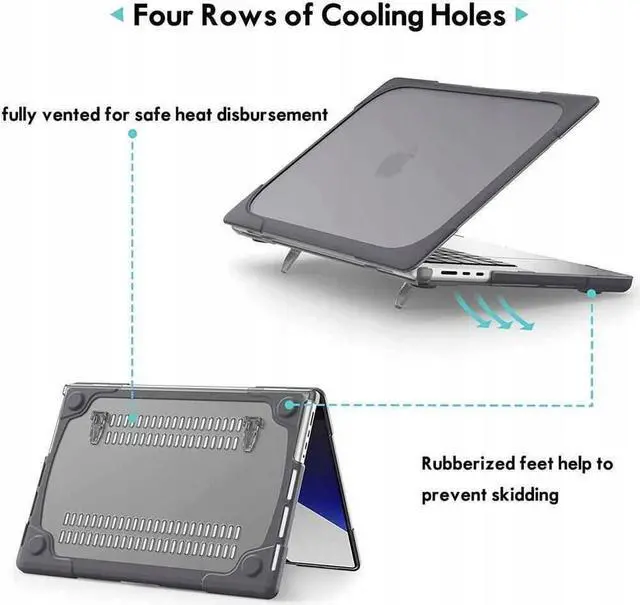 Alt view image 3 of 7 - Compatible with MacBook Air 15 inch Case 2023 Release A2941 M2 Chip with Liquid Retina Display Touch ID, Heavy Duty Rugged Hard Shell Shockproof Cover with Keyboard Skin, Type C Adapter
