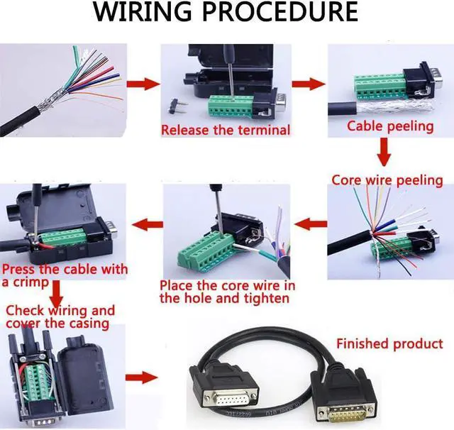 Alt view image 7 of 7 - DB15 Solderless Serial to 15-pin Port Terminal Male Adapter Connector Breakout Board with Case Long Bolts Nuts (2PCS Male)