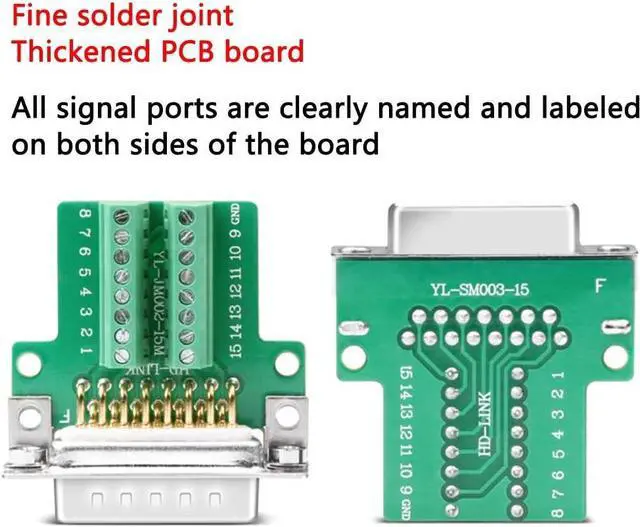 Alt view image 5 of 7 - DB15 Solderless Serial to 15-pin Port Terminal Adapter Connector Breakout Board with Case Long Bolts Nuts (Male Metal)
