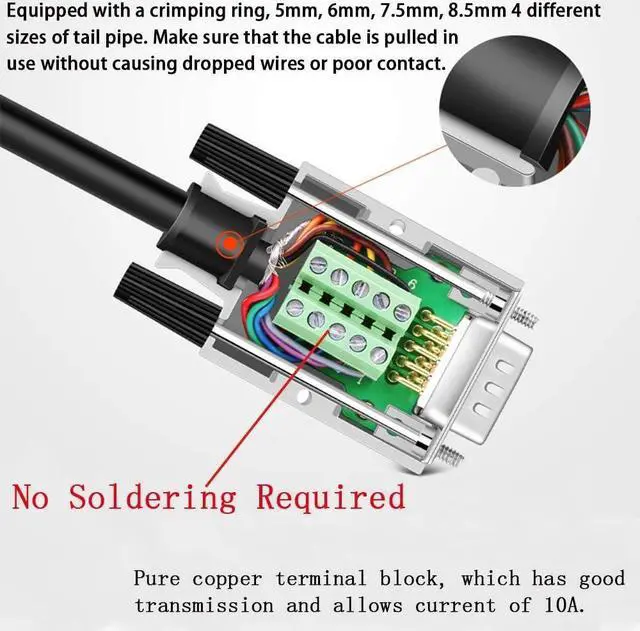 Alt view image 2 of 6 - 2PCS DB9 Breakout Connector, Solderless Metal Shell RS232 D-SUB Serial to 9-Pin Port Terminal Female Adapter Connector Breakout Board with Case