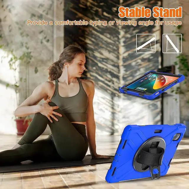 Alt view image 3 of 7 - Protective Case for Xiaomi Mi Pad 5 / Mi Pad 5 Pro 11 inch 2021 with Pencil Holder & Kickstand, Portable ShockProof Cover with Rotatable Handle, Shoulder Strap, Stylus Pen Blue