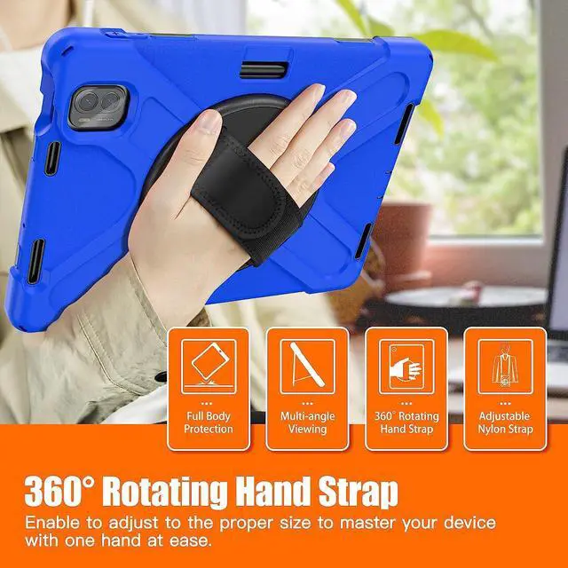 Alt view image 5 of 7 - Protective Case for Xiaomi Mi Pad 5 / Mi Pad 5 Pro 11 inch 2021 with Pencil Holder & Kickstand, Portable ShockProof Cover with Rotatable Handle, Shoulder Strap, Stylus Pen Blue