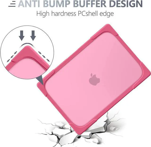 Alt view image 4 of 7 - For MacBook Pro 13 inch Case 2022 2020 Release Model A2338 M2 M1 A2289 A2251, Heavy Duty Plastic Hard Shell Shockproof Cover with Fold Kickstand & Keyboard Cover Rose Red