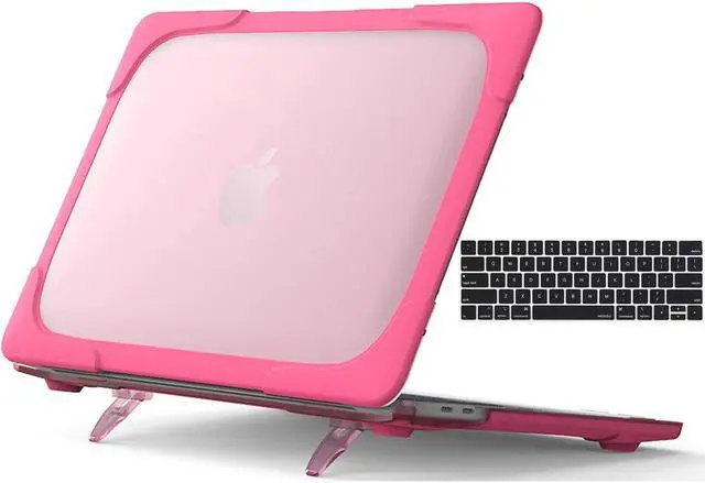 Main image of For MacBook Pro 13 inch Case 2022 2020 Release Model A2338 M2 M1 A2289 A2251, Heavy Duty Plastic Hard Shell Shockproof Cover with Fold Kickstand & Keyboard Cover Rose Red