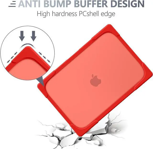 Alt view image 4 of 7 - For MacBook Pro 13 inch Case 2022 2020 Release Model A2338 M2 M1 A2289 A2251, Heavy Duty Plastic Hard Shell Shockproof Cover with Fold Kickstand & Keyboard Cover Red