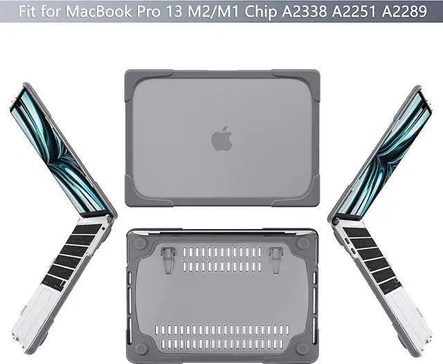 Alt view image 7 of 7 - For MacBook Pro 13 Case 2019 2018 2017 2016 Release A2159 A1989 A1706 A1708, Heavy Duty Plastic Hard Shell Shockproof Cover with Fold Kickstand & Keyboard Cover