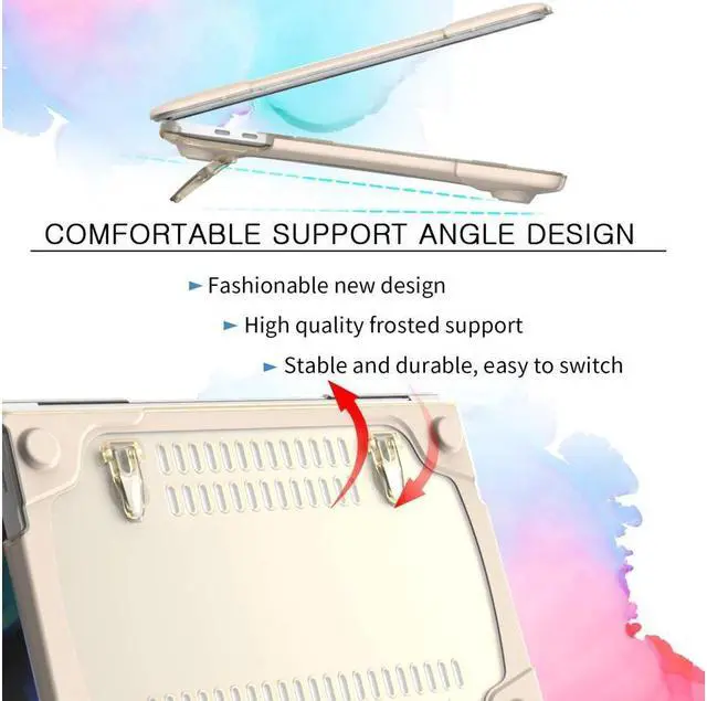 Alt view image 5 of 7 - For MacBook Pro 13 Case 2019 2018 2017 2016 Release A2159 A1989 A1706 A1708, Heavy Duty Plastic Hard Shell Shockproof Cover with Fold Kickstand & Keyboard Cover Khaki