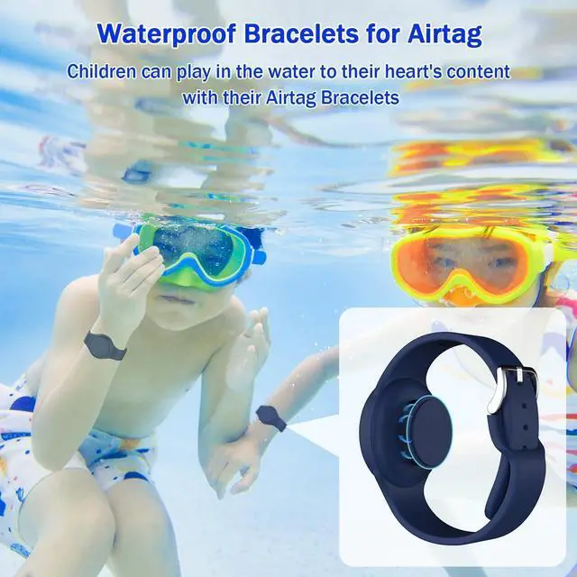 Alt view image 3 of 7 - Waterproof Air Tag Bracelets for Kids [2 Pack] Compatible with Apple Air Tag Finders with Soft Silicone,Anti Lost GPS Item Finders Case Cover for Kids