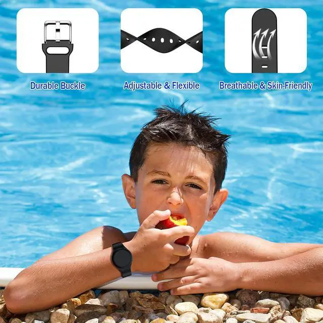 Alt view image 6 of 7 - Waterproof Air Tag Bracelets for Kids [2 Pack] Compatible with Apple Air Tag Finders with Soft Silicone,Anti Lost GPS Item Finders Case Cover for Kids
