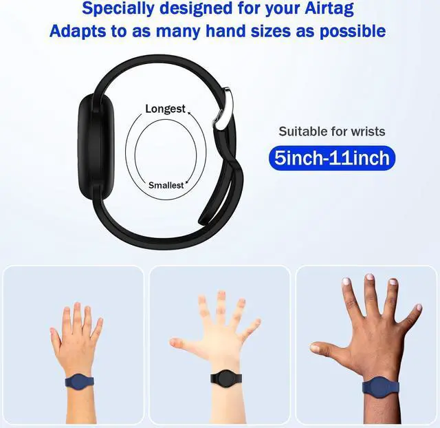 Alt view image 5 of 7 - Waterproof Air Tag Bracelets for Kids [2 Pack] Compatible with Apple Air Tag Finders with Soft Silicone,Anti Lost GPS Item Finders Case Cover for Kids