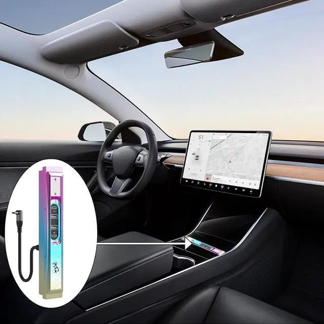 Alt view image 7 of 7 - Car USB Hub, Fast Charging USB Hub with LED Lighting, Model 3 / Modedl Y Car Docking Station with Smart Sensor, USB Hub for Car Dashboard with 27W Fast Charging for Car SUV Truck Laptop Mobile Red